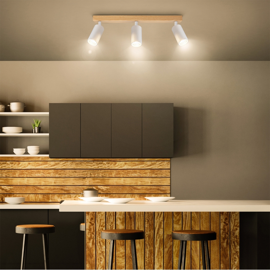 Brilagi - Spot orientable SELE 3xGU10/30W/230V blanc/décor chêne