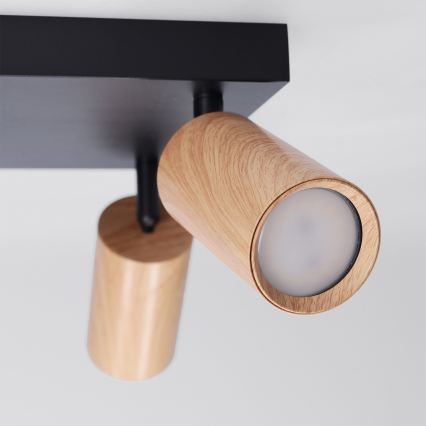 BRILAGI - Spot orientable SELE SQUARE 4xGU10/30W/230V noir/décor chêne