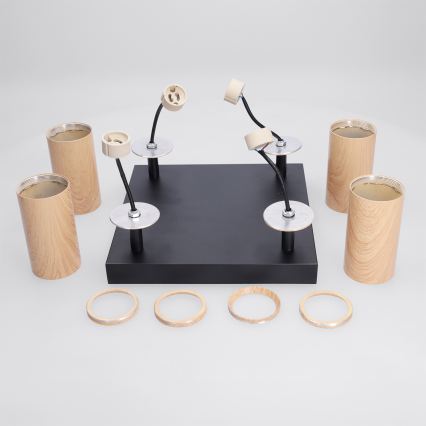 BRILAGI - Spot orientable SELE SQUARE 4xGU10/30W/230V noir/décor chêne