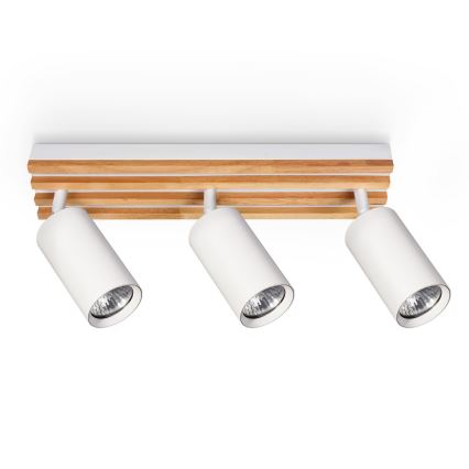 Brilagi - Spot orientable SELE WOOD ACOUSTIC 3xGU10/30W/230V blanc/bois