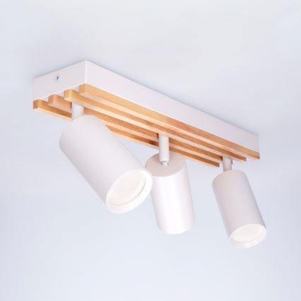 Brilagi - Spot orientable SELE WOOD ACOUSTIC 3xGU10/30W/230V blanc/bois