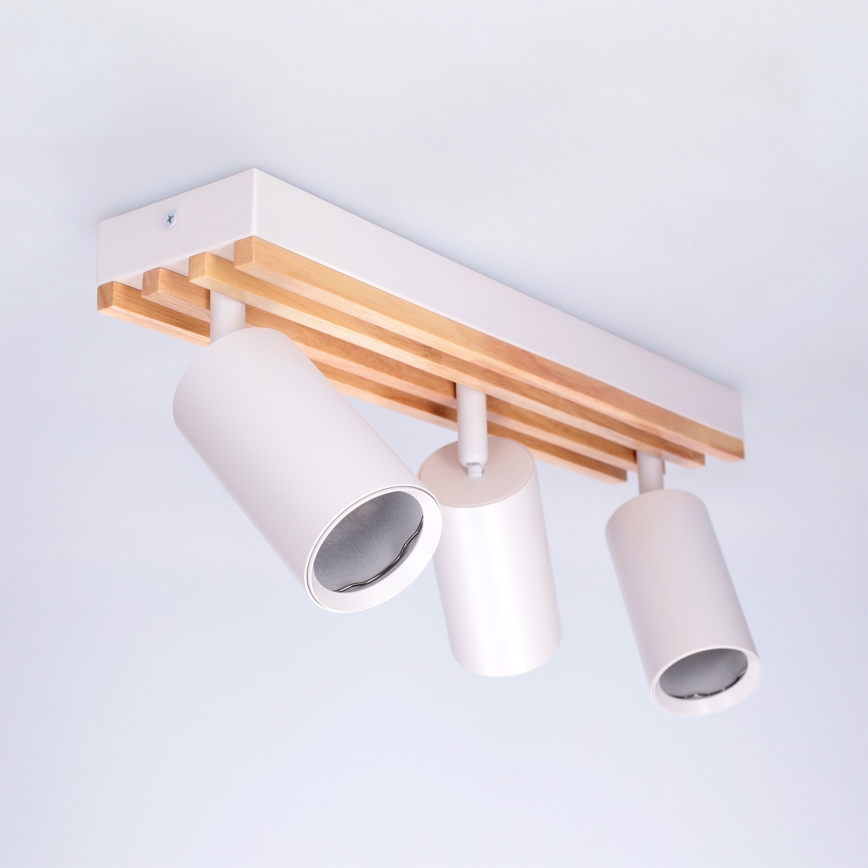 Brilagi - Spot orientable SELE WOOD ACOUSTIC 3xGU10/30W/230V blanc/bois