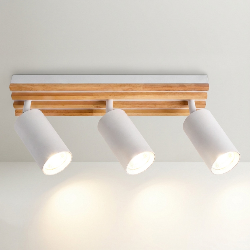 Brilagi - Spot orientable SELE WOOD ACOUSTIC 3xGU10/30W/230V blanc/bois
