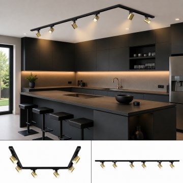 BRILAGI - Spot pour système sur rail HUSKY 6xGU10/10W/230V 225 cm noir/doré