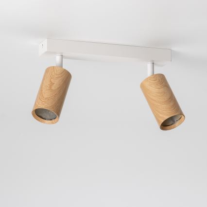 Brilagi - Spot SELE 2xGU10/30W/230V blanc/décor en chêne