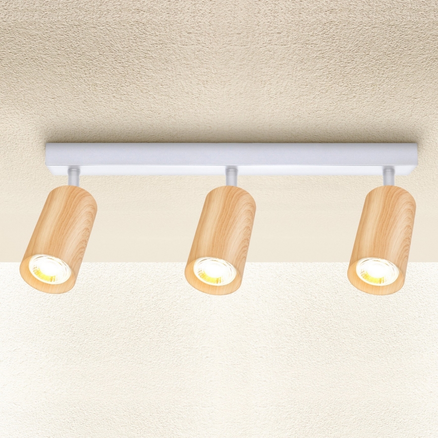 Brilagi - Spot SELE 3xGU10/30W/230V blanc/décor en chêne