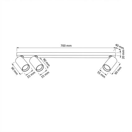 Brilagi - Spot SELE LONG 3x GU10/30 W/230 V noir