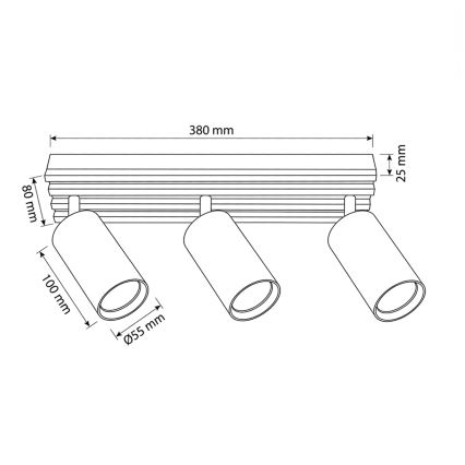 Brilagi - Spot SELE WOOD 3xGU10/30W/230V noir/bois