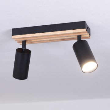 Brilagi - Spot SELE WOOD ACOUSTIC 2xGU10/30W/230V noir/bois
