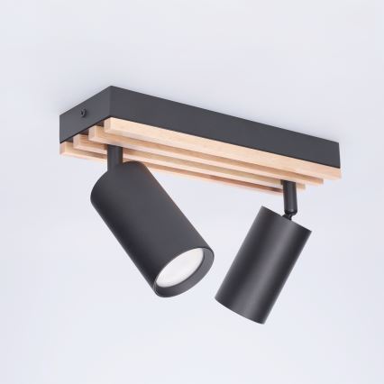 Brilagi - Spot SELE WOOD ACOUSTIC 2xGU10/30W/230V noir/bois