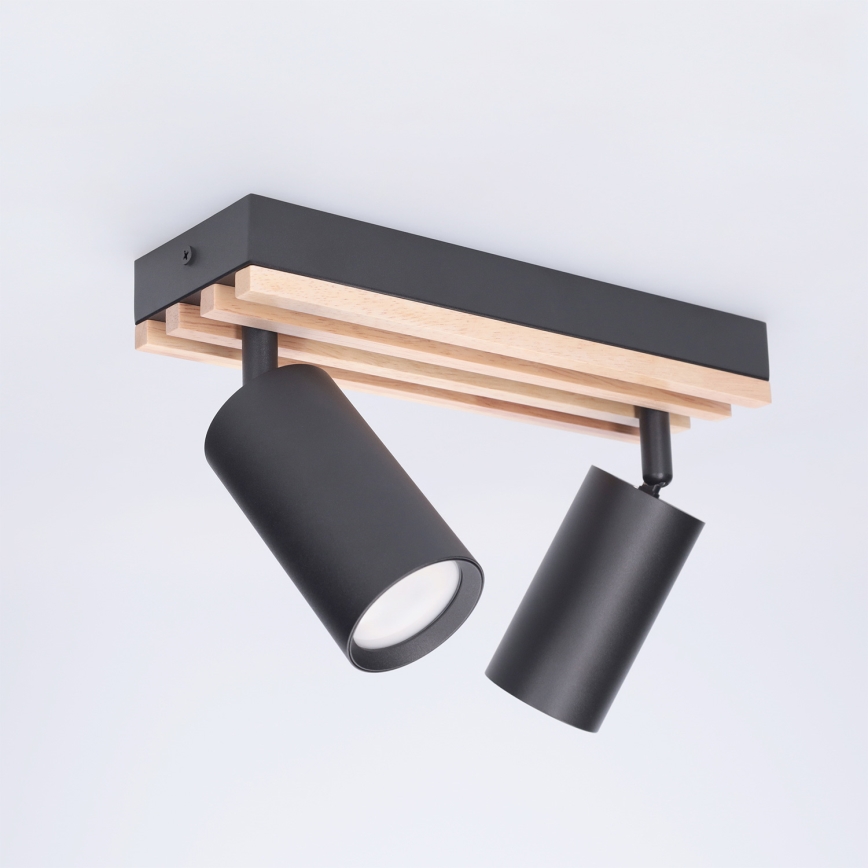 Brilagi - Spot SELE WOOD ACOUSTIC 2xGU10/30W/230V noir/bois
