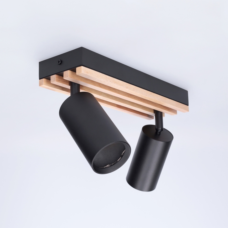 Brilagi - Spot SELE WOOD ACOUSTIC 2xGU10/30W/230V noir/bois