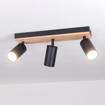 Brilagi - Spot SELE WOOD ACOUSTIC 3xGU10/30W/230V noir/bois