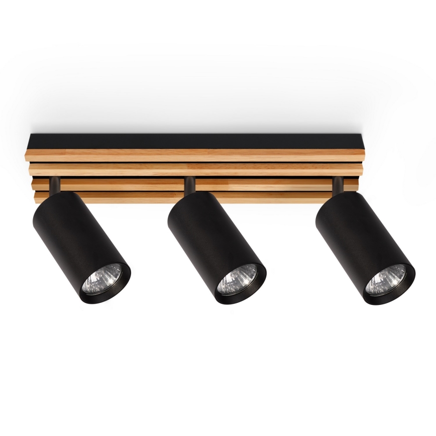 Brilagi - Spot SELE WOOD ACOUSTIC 3xGU10/30W/230V noir/bois