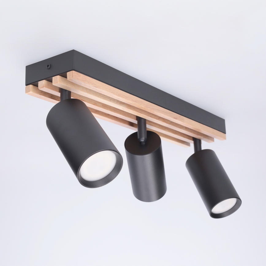 Brilagi - Spot SELE WOOD ACOUSTIC 3xGU10/30W/230V noir/bois