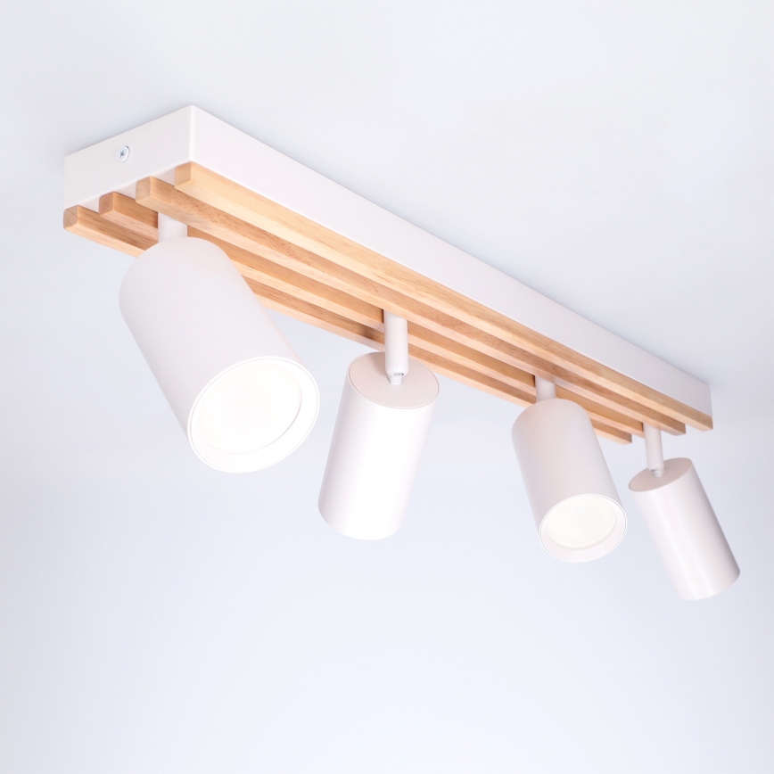 Brilagi - Spot SELE WOOD ACOUSTIC 4xGU10/30W/230V blanc/bois