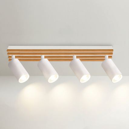 Brilagi - Spot SELE WOOD ACOUSTIC 4xGU10/30W/230V blanc/bois