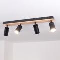Brilagi - Spot SELE WOOD ACOUSTIC 4xGU10/30W/230V noir/bois