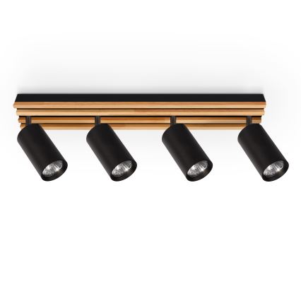 Brilagi - Spot SELE WOOD ACOUSTIC 4xGU10/30W/230V noir/bois