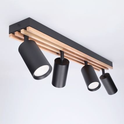 Brilagi - Spot SELE WOOD ACOUSTIC 4xGU10/30W/230V noir/bois