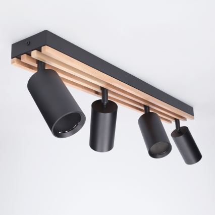 Brilagi - Spot SELE WOOD ACOUSTIC 4xGU10/30W/230V noir/bois