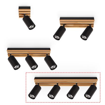 Brilagi - Spot SELE WOOD ACOUSTIC 4xGU10/30W/230V noir/bois