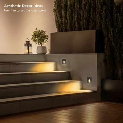 Brilagi - STAIRDOT Luminaire encastré d'extérieur LED/2W/230V, noir, IP65, carré