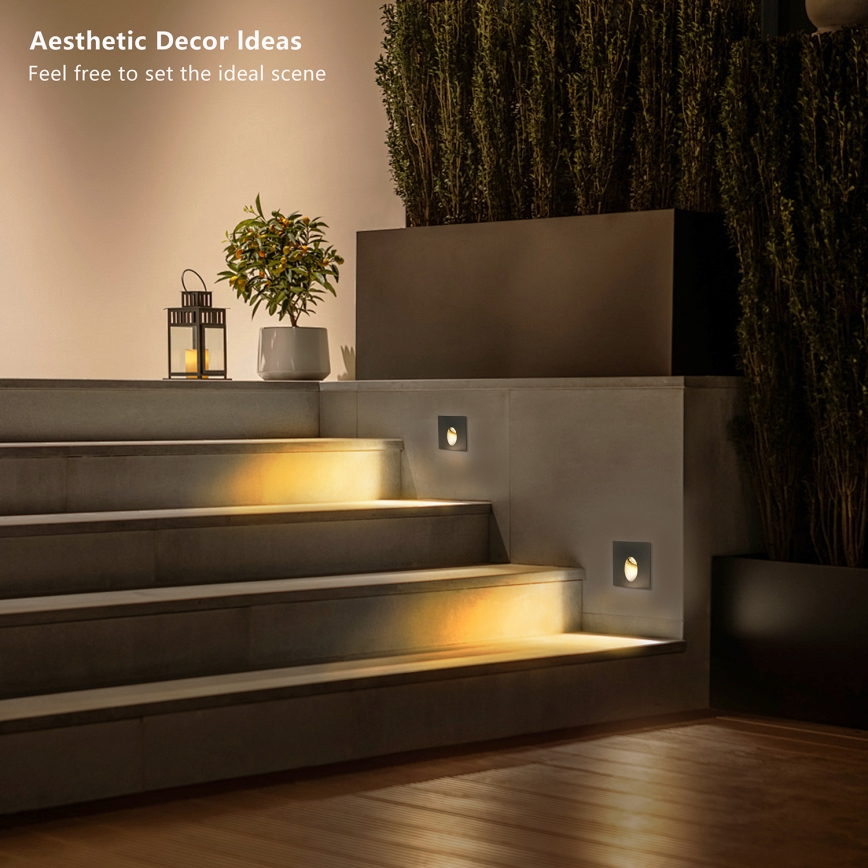 Brilagi - STAIRDOT Luminaire encastré d'extérieur LED/2W/230V, noir, IP65, carré