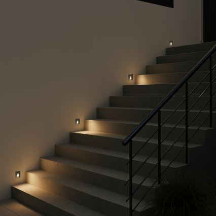 Brilagi - STAIRDOT Luminaire encastré d'extérieur LED/2W/230V, noir, IP65, carré