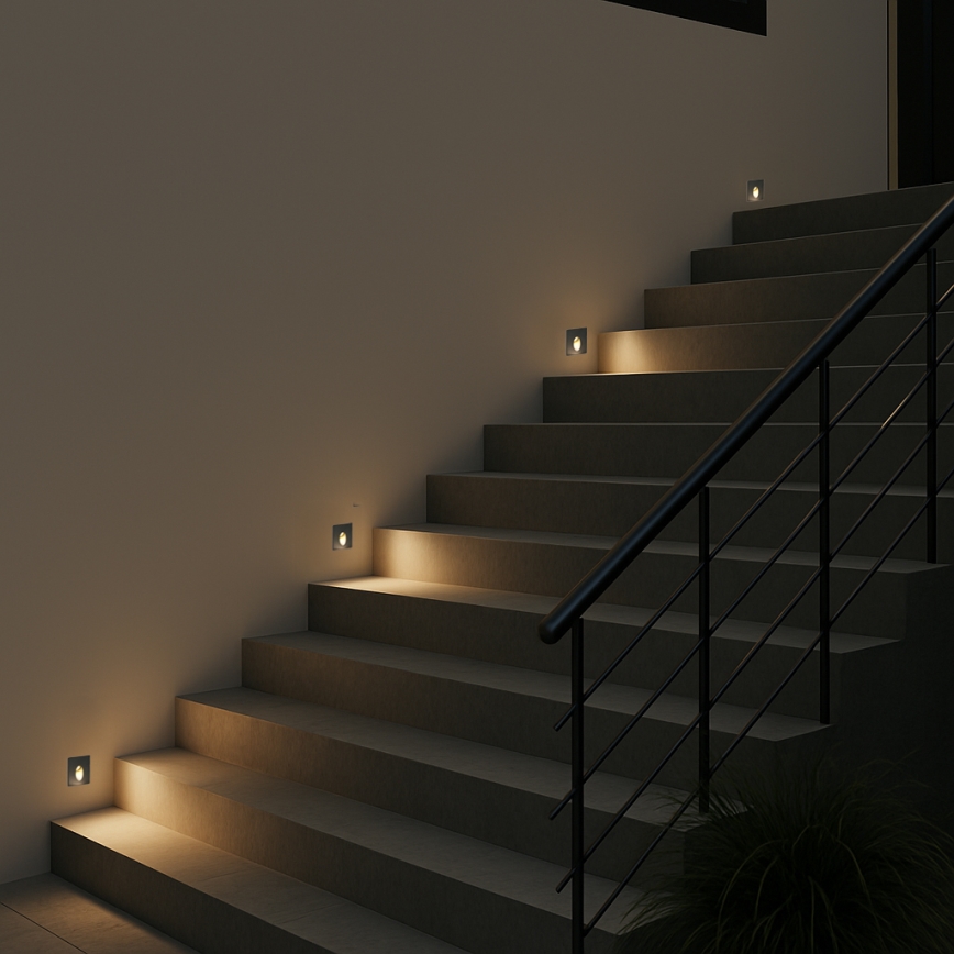 Brilagi - STAIRDOT Luminaire encastré d'extérieur LED/2W/230V, noir, IP65, carré