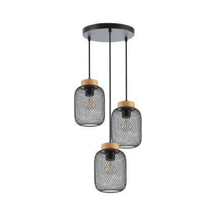 Brilagi - Suspension à câble BASKLITE 3xE27/15W/230V hévéa/noir