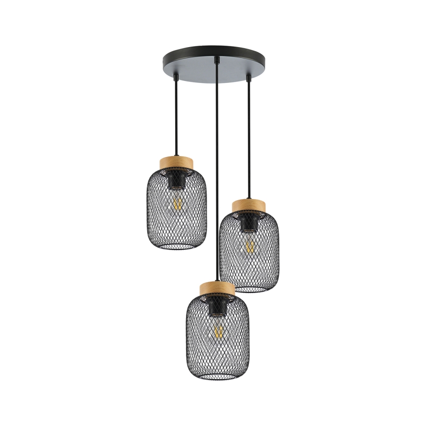 Brilagi - Suspension à câble BASKLITE 3xE27/15W/230V hévéa/noir