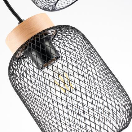 Brilagi - Suspension à câble BASKLITE 3xE27/15W/230V hévéa/noir