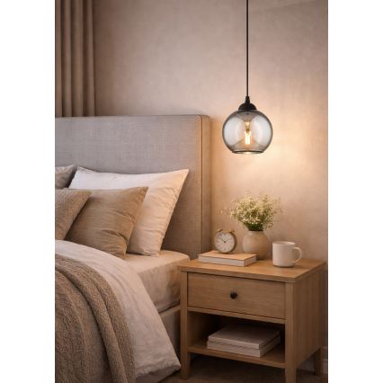 Brilagi - Suspension à câble DIOR 1xE27/60W/230V noir/gris fumé