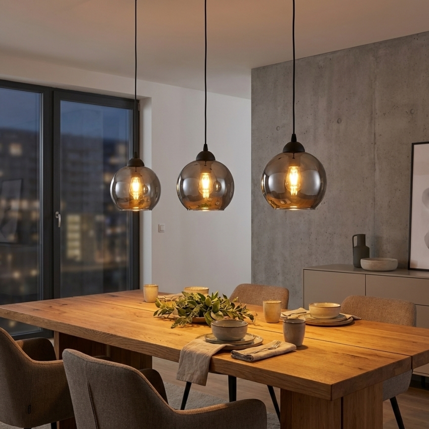 Brilagi - Suspension à câble DIOR 1xE27/60W/230V noir/gris fumé