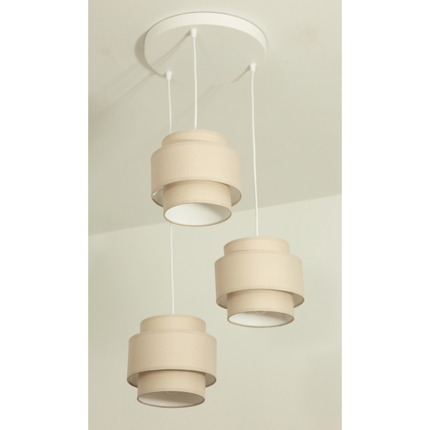 Brilagi - Suspension à câble RESNA 3xE27/60W/230V Ø 45 cm beige