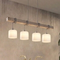 BRILAGI - Suspension à câble WOOD GLASS 4xE27/60W/230V pin/gris/blanc