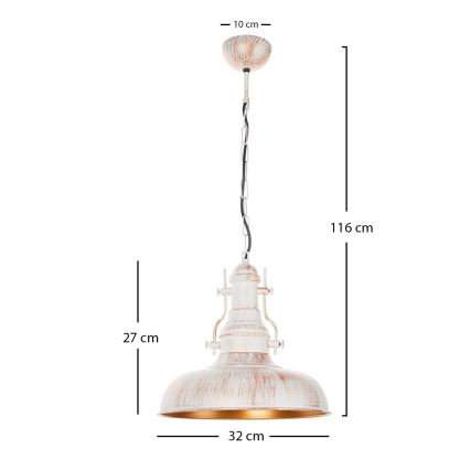 Brilagi - Suspension à chaîne PYRONIC 1xE27/40W/230V Ø 32 cm crème/patine