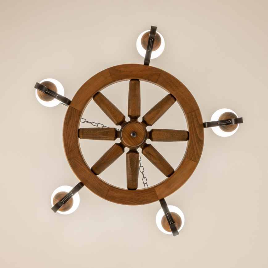 Brilagi - Suspension à chaîne ROATA 5xE14/40W/230V Ø 70 cm hêtre