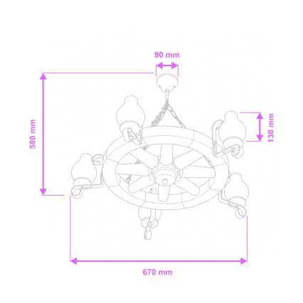 Brilagi - Suspension à chaîne ROATA 5xE14/40W/230V Ø 70 cm hêtre