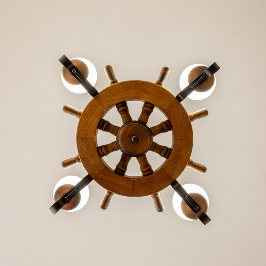 Brilagi - Suspension à chaîne TIMONA 4xE14/40W/230V, Ø 50 cm, hêtre