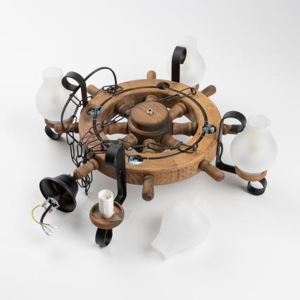 Brilagi - Suspension à chaîne TIMONA 4xE14/40W/230V, Ø 50 cm, hêtre