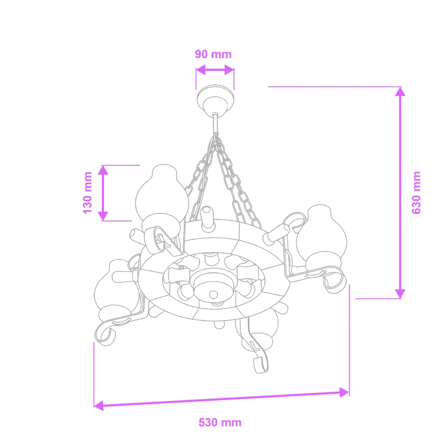 Brilagi - Suspension à chaîne TIMONA 4xE14/40W/230V, Ø 50 cm, hêtre