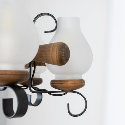 Brilagi - Suspension à chaîne TIMONA 8xE14/40W/230V Ø 70 cm en hêtre