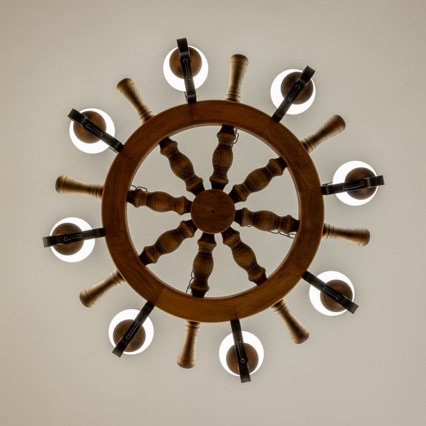 Brilagi - Suspension à chaîne TIMONA 8xE14/40W/230V Ø 70 cm en hêtre