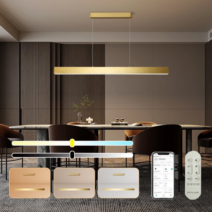 Brilagi - Suspension filaire à intensité variable SLEEKLINE SMART LED/40W/230V 3000-6000K Wi-Fi Tuya doré + télécommande