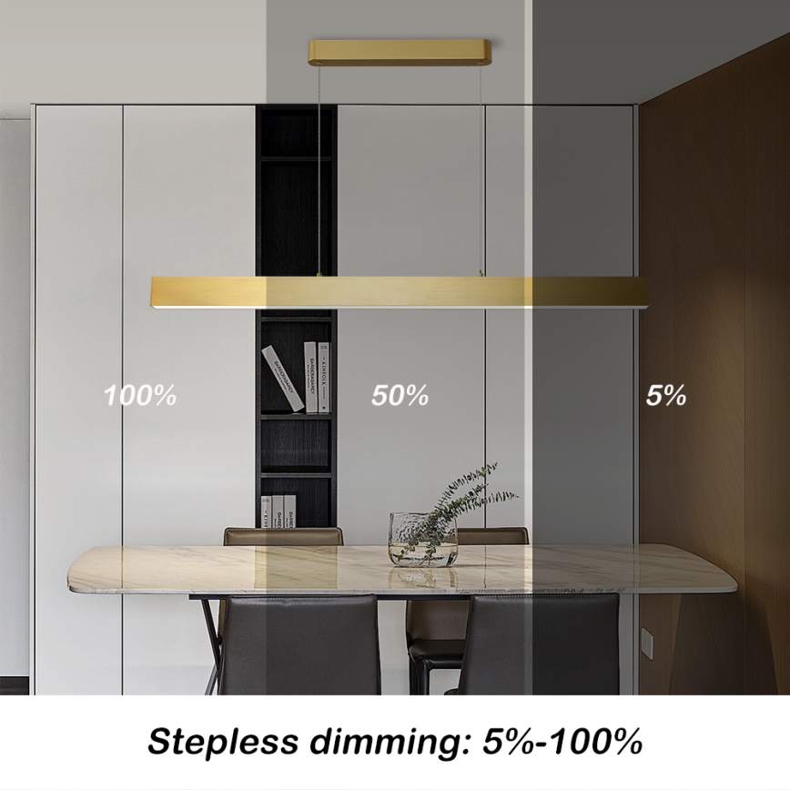 Brilagi - Suspension filaire à intensité variable SLEEKLINE SMART LED/40W/230V 3000-6000K Wi-Fi Tuya doré + télécommande