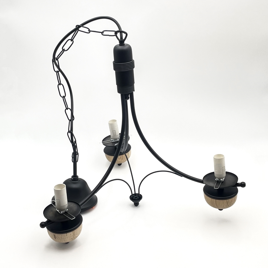 Brilagi - Suspension chaîne COTTAGE 3xE14/40W/230V hêtre/marron