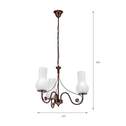 Brilagi - Suspension chaîne COTTAGE 3xE14/40W/230V marron/blanc