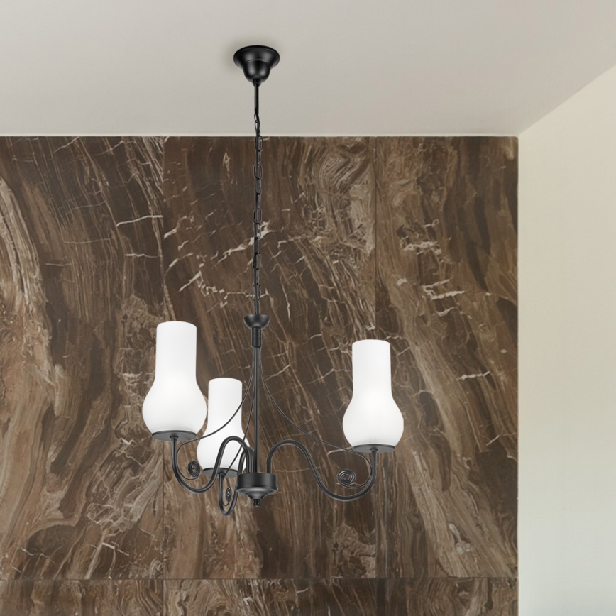 Brilagi - Suspension chaîne COTTAGE 3xE14/40W/230V noir/blanc